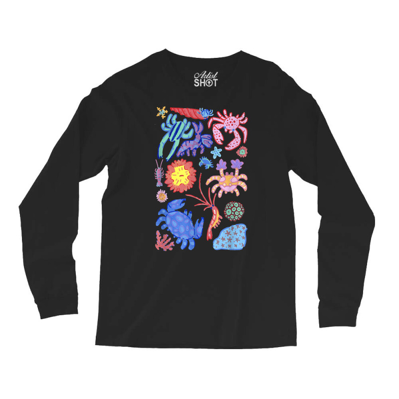 Colorful Crabs Shrimp Anemone Reef Aquarium Coral Painting T Shirt Long Sleeve Shirts by atereldoegevbm | Artistshot