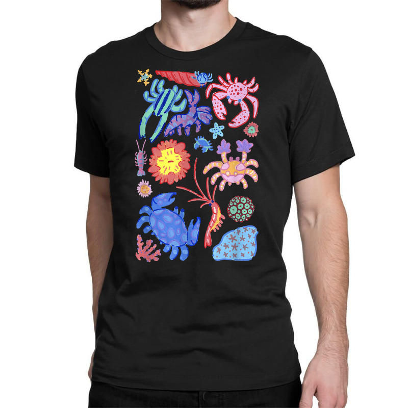 Colorful Crabs Shrimp Anemone Reef Aquarium Coral Painting T Shirt Classic T-shirt by atereldoegevbm | Artistshot