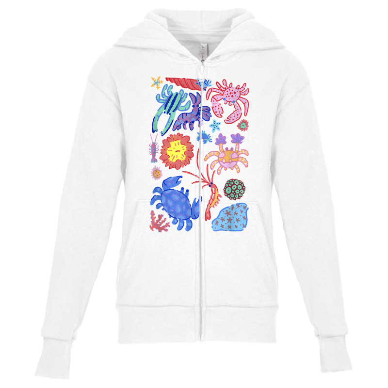 Colorful Crabs Shrimp Anemone Reef Aquarium Coral Painting T Shirt Youth Zipper Hoodie by atereldoegevbm | Artistshot