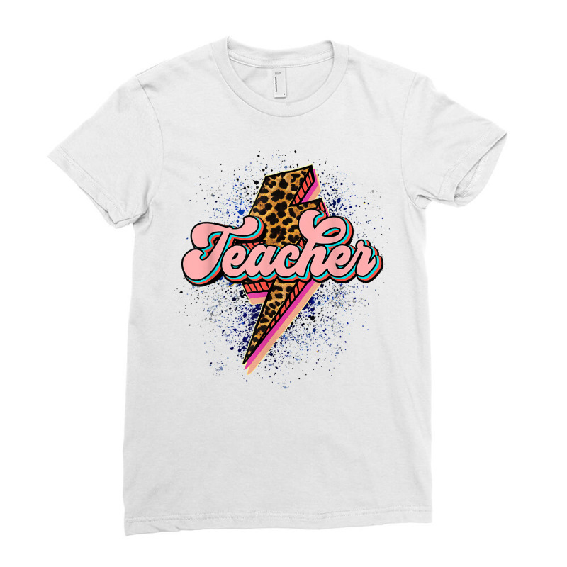 Back To School Teacher Leopard Lightning Bolt Motivational T Shirt Ladies Fitted T-Shirt by survisgn | Artistshot