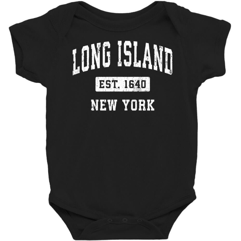 Long Island New York Ny Vintage Established Sports Design Pullover Hoo Baby Bodysuit by husserllpr | Artistshot