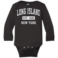 Long Island New York Ny Vintage Established Sports Design Pullover Hoo Long Sleeve Baby Bodysuit | Artistshot