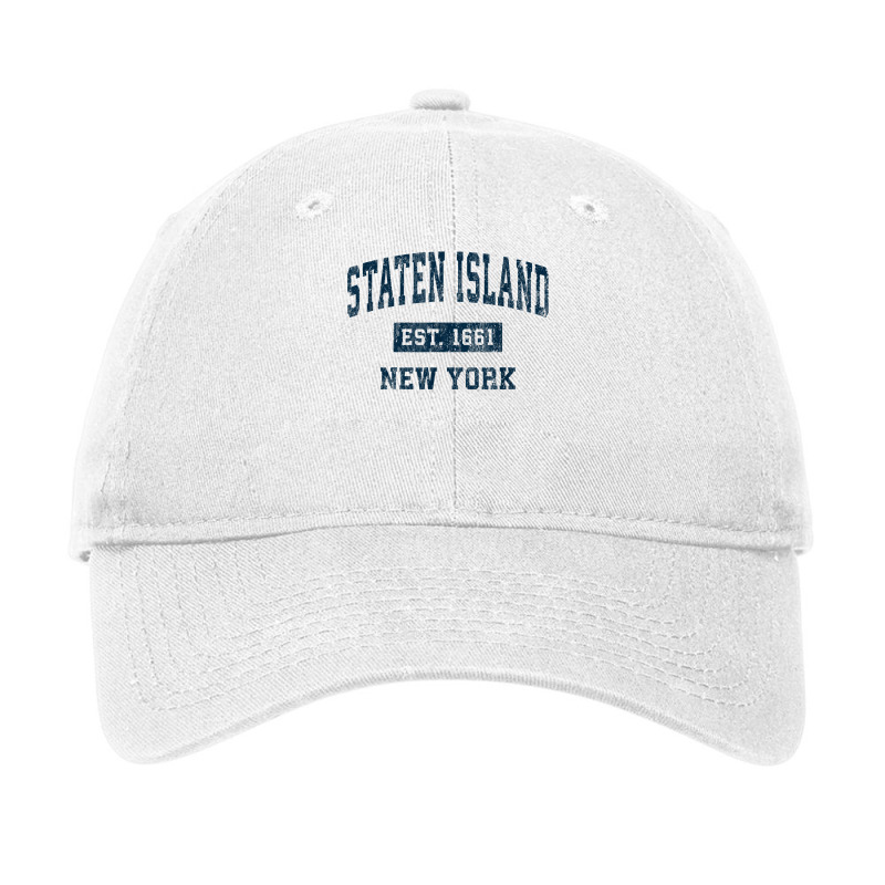 Staten Island New York Ny Vintage Sports Design Navy Print T Shirt Adjustable Cap by husserllpr | Artistshot