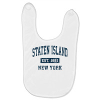 Staten Island New York Ny Vintage Sports Design Navy Print T Shirt Baby Bibs | Artistshot