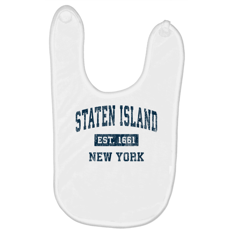 Staten Island New York Ny Vintage Sports Design Navy Print T Shirt Baby Bibs by husserllpr | Artistshot