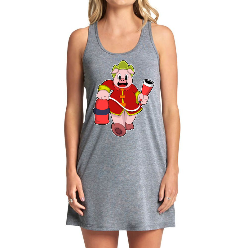 Fire Department T  Shirt Pig As Firefighter With Fire Extinguisher T Tank Dress by rwilliamson105 | Artistshot