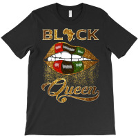 Womens Black Queen African Pan Flag Sexy Lips Drip Melanin Pride V Nec T-shirt | Artistshot