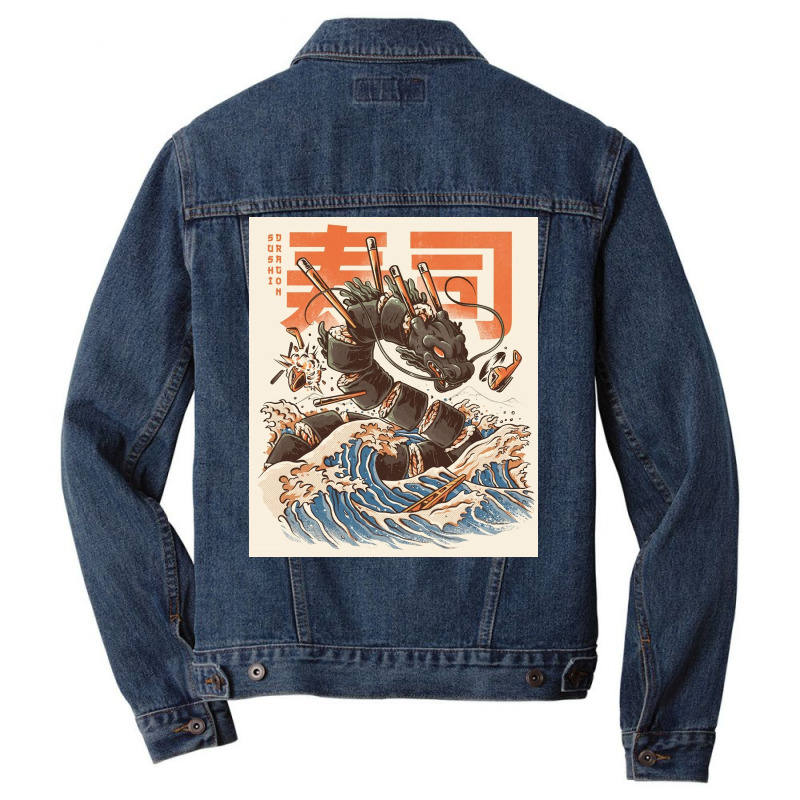 Great Sushi Dragon Men Denim Jacket | Artistshot