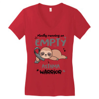 Asthma Awareness T  Shirt Mostly Running On Empty Asthma Warrior T  Sh Women's V-neck T-shirt | Artistshot