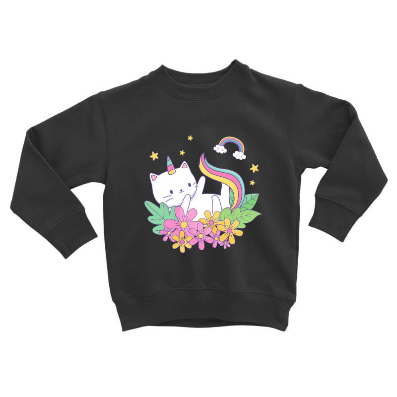 Cat Unicorn Aesthetic Flower Toddler Sweatshirt | Artistshot