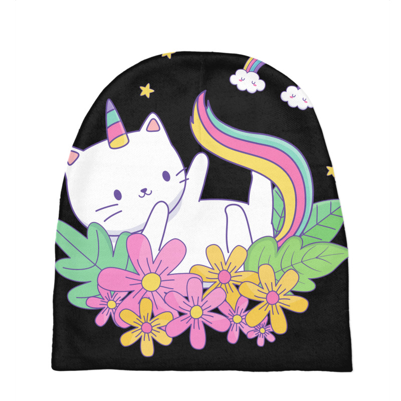 Cat Unicorn Aesthetic Flower Baby Beanies | Artistshot