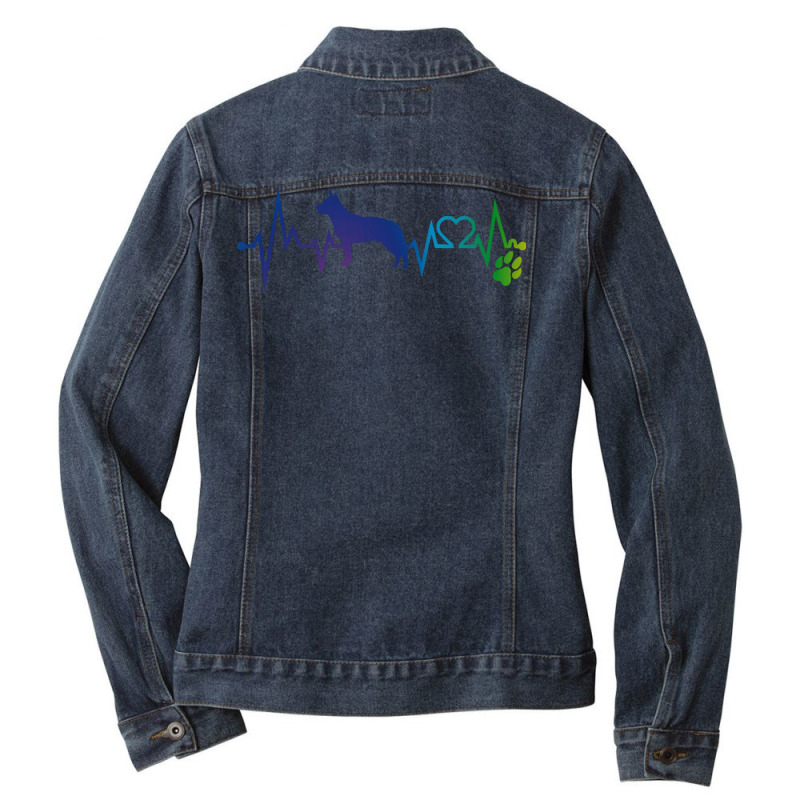 Australian Cattle Dog T  Shirt Australian Cattle Dog Colorful Heartbea Ladies Denim Jacket by musselrhinoceros | Artistshot