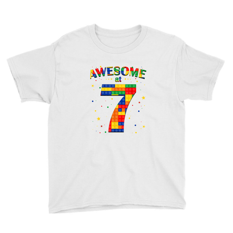 Building Blocks Bricks Awesome At 7 Years Old Birthday Boy Youth Tee | Artistshot