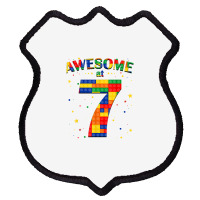 Building Blocks Bricks Awesome At 7 Years Old Birthday Boy Shield Patch | Artistshot