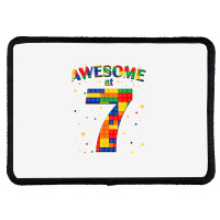 Building Blocks Bricks Awesome At 7 Years Old Birthday Boy Rectangle Patch | Artistshot