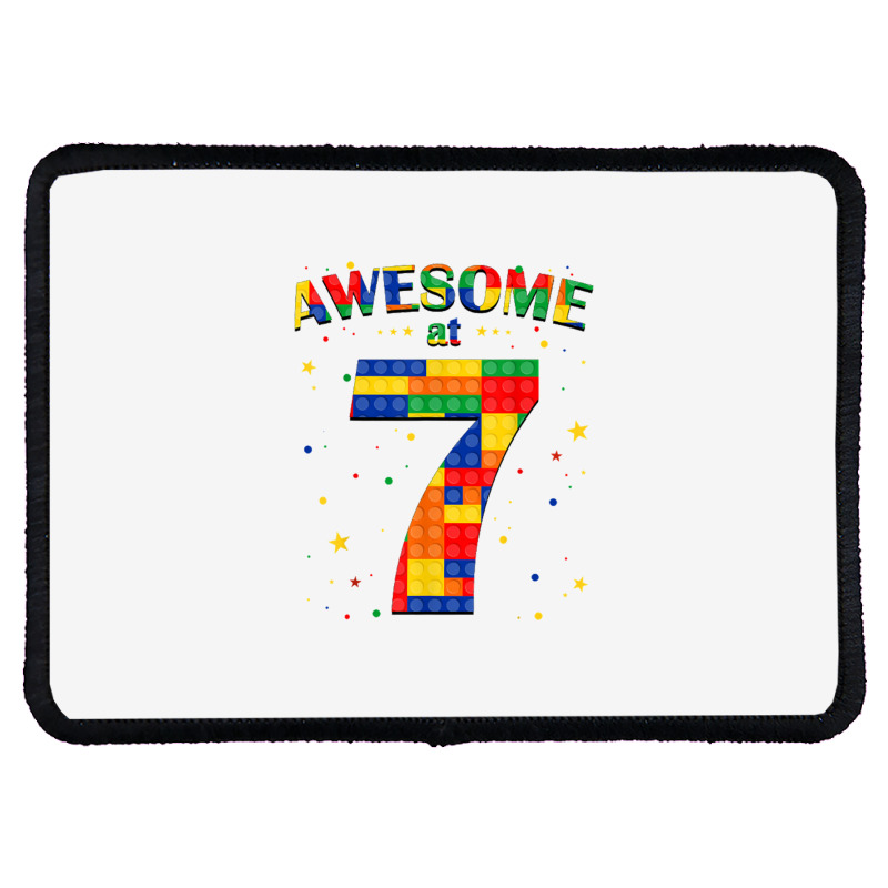 Building Blocks Bricks Awesome At 7 Years Old Birthday Boy Rectangle Patch | Artistshot