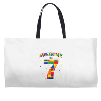 Building Blocks Bricks Awesome At 7 Years Old Birthday Boy Weekender Totes | Artistshot