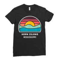 Horn Island Mississippi Retro Minimalist Ocean Wave Sunset T Shirt Ladies Fitted T-shirt | Artistshot