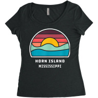 Horn Island Mississippi Retro Minimalist Ocean Wave Sunset T Shirt Women's Triblend Scoop T-shirt | Artistshot