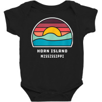 Horn Island Mississippi Retro Minimalist Ocean Wave Sunset T Shirt Baby Bodysuit | Artistshot