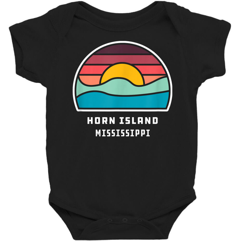 Horn Island Mississippi Retro Minimalist Ocean Wave Sunset T Shirt Baby Bodysuit by peersodshamiw8 | Artistshot