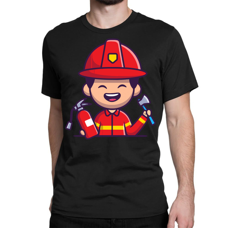 Firefighter T  Shirt Firefighter With Hatchet Axe And Fire Extinguishe Classic T-shirt by geldingavocet | Artistshot