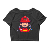 Firefighter T  Shirt Firefighter With Hatchet Axe And Fire Extinguishe Crop Top | Artistshot