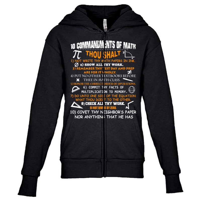 Custom 10 Commandments Of Math T Shirt Youth Zipper Hoodie By Hung 