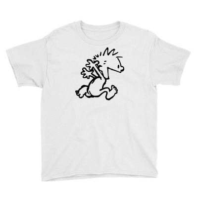 Calvin & Hobbes Comic Running Naked Youth Tee Designed By Andini