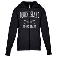 Block Island Rhode Island Ri Vintage Nautical Sports Design Youth Zipper Hoodie | Artistshot