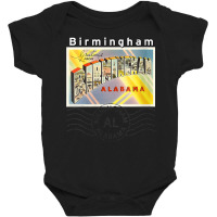 Womens Birmingham Alabama Al Large Letter Postcard Postmarked V Neck T Baby Bodysuit | Artistshot