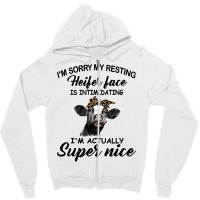 Cow Cattle Im Sorry My Resting Heifer Face Is Intimidating Funny Cow 9 Zipper Hoodie | Artistshot