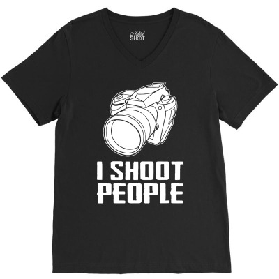 Digital Camera I Shoot People V-neck Tee Designed By Andini
