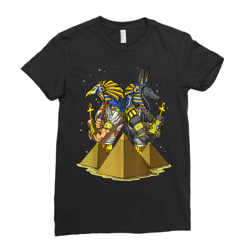 Egyptian Gods Anubis Ra Eye Of Horus Pyramids Ankh Mythology T Shirt Ladies Fitted T-Shirt by GradenKacers | Artistshot