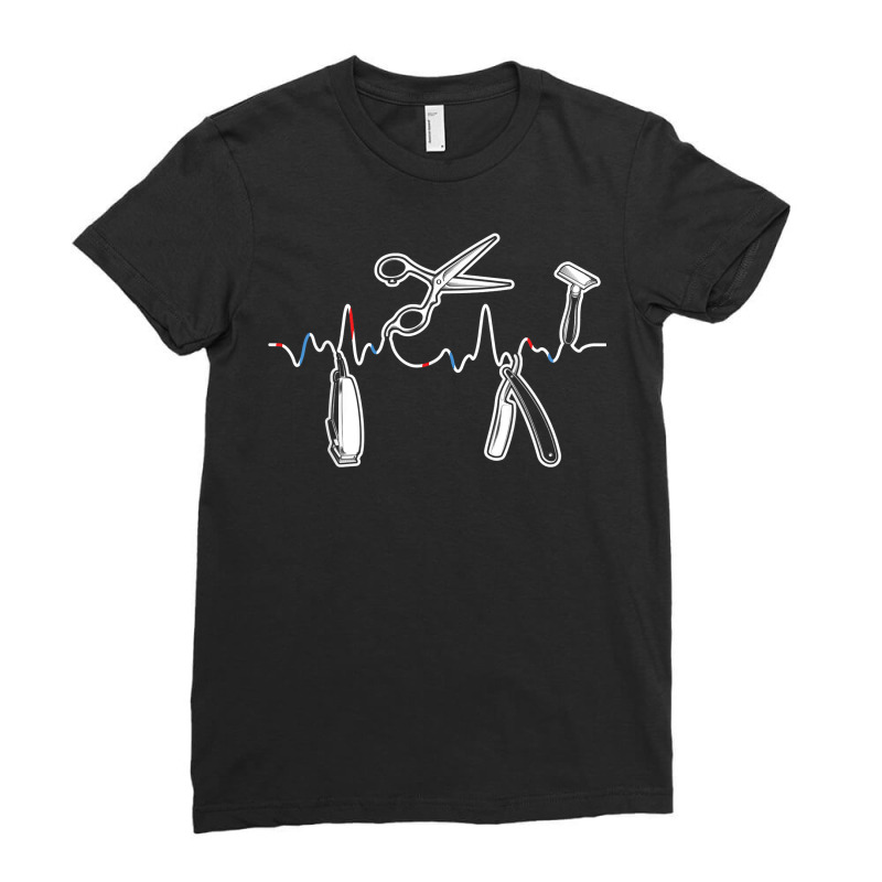 Barbers Pole Scissors Hair Clippers Retro Barber Lifeline T Shirt Ladies Fitted T-Shirt by KammesStevierae | Artistshot