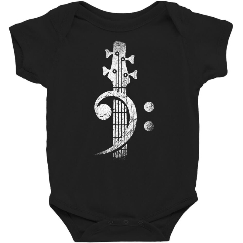 Bass Cleff Headstock Bass Guitar T Shirt Baby Bodysuit by bakien89 | Artistshot