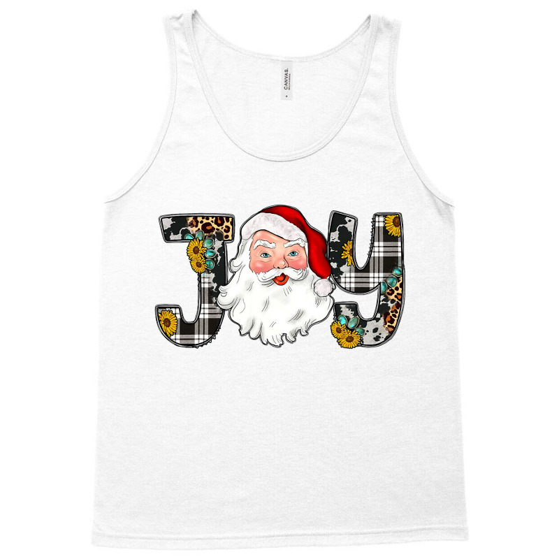 Western Texas Leopard Plaid Cow Print Santa Christmas Joy T Shirt Tank Top by Rudy_Glenn | Artistshot