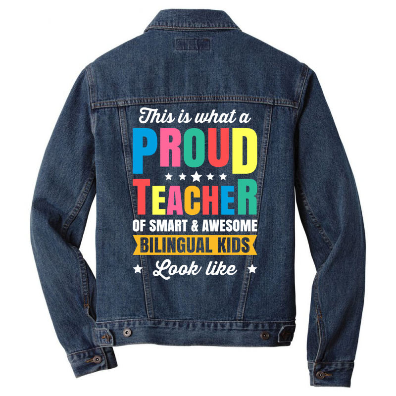 Bilingual Spanish Teacher Dual Language Teacher School Pullover Hoodie Men Denim Jacket by peersodshamiw8 | Artistshot