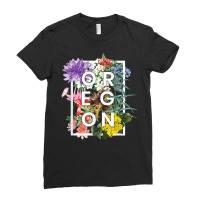 Flowers Of Oregon Word Art   Oregonian Pride T Shirt Ladies Fitted T-shirt | Artistshot