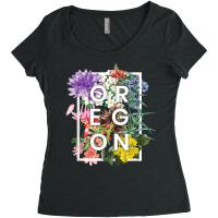 Flowers Of Oregon Word Art   Oregonian Pride T Shirt Women's Triblend Scoop T-shirt | Artistshot