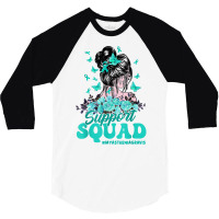 Support Squad Messy Bun Butterfly Myasthenia Gravis T Shirt 3/4 Sleeve Shirt | Artistshot