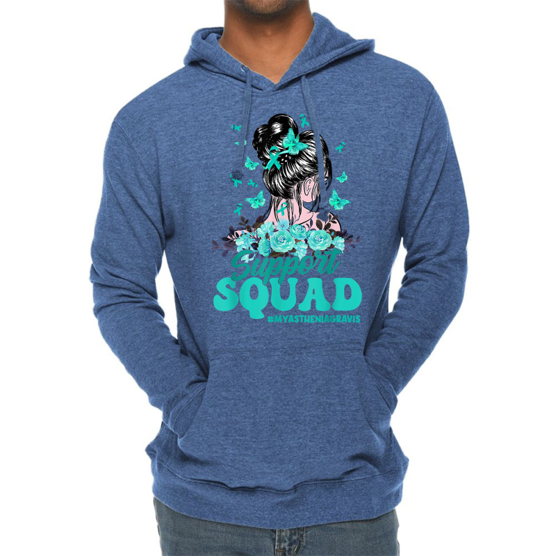 Support Squad Messy Bun Butterfly Myasthenia Gravis T Shirt Lightweight Hoodie | Artistshot