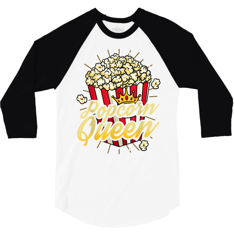 Funny Popcorn Lover Gift Movie Night Cinema Lover T Shirt 3/4 Sleeve Shirt by GradenKacers | Artistshot