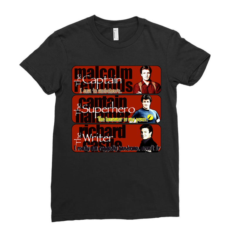 Vintage Movies Nathan Fillion Art Characters Birthday Ladies Fitted T-Shirt by Ubila-Stickers | Artistshot