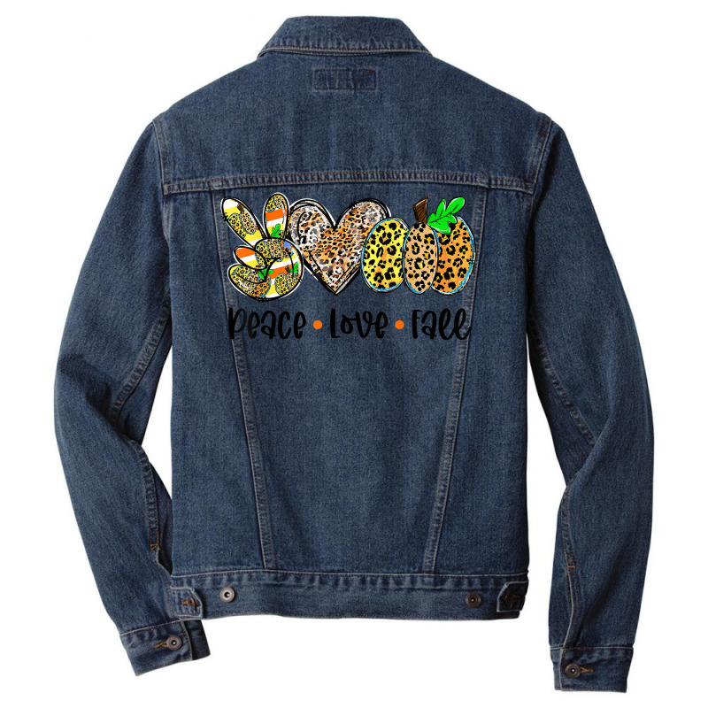 Peace Love Fall Vibes Pumkin Season Spooky Season Leopard T Shirt Men Denim Jacket by atereldoegevbm | Artistshot