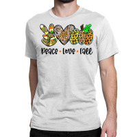 Peace Love Fall Vibes Pumkin Season Spooky Season Leopard T Shirt Classic T-shirt | Artistshot