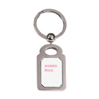 Women Rule Period Bold Feminist Dark Color T Shirt Silver Rectangle Keychain | Artistshot