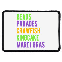 Beads, Parades, Crawfish, Kingcake, Mardi Gras Rectangle Patch | Artistshot