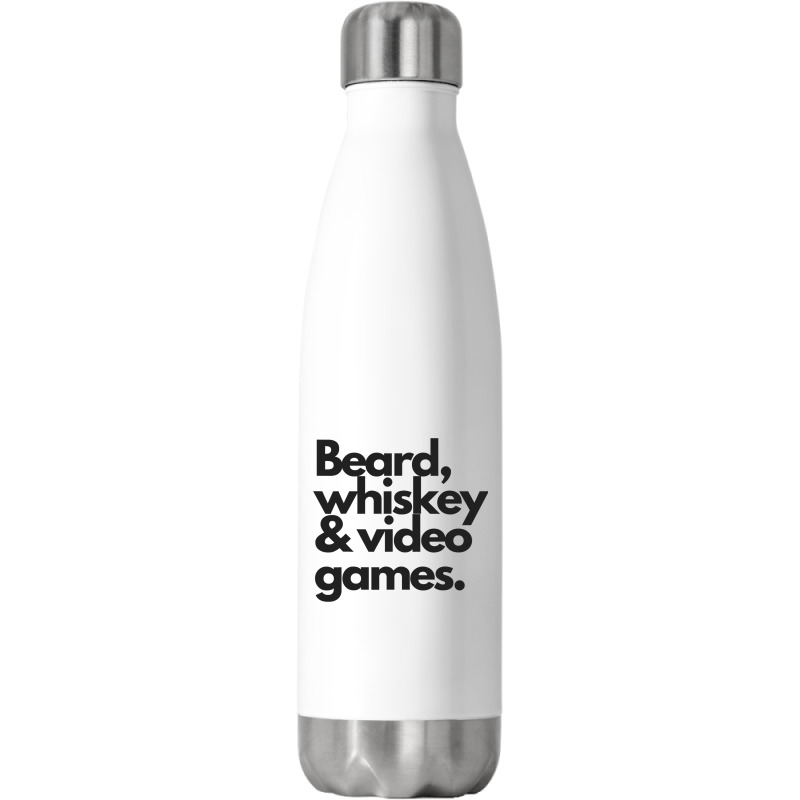 Beard, Whiskey & Video Games  Manly Whiskey Drinker Stainless Steel Water Bottle | Artistshot