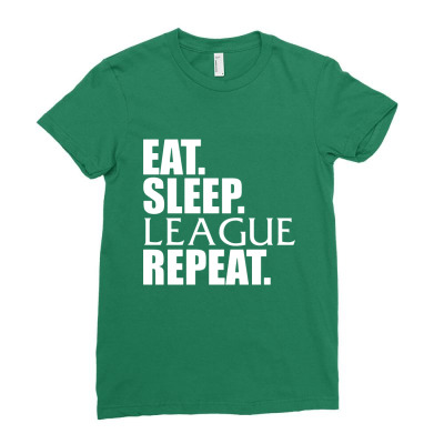 League Of Legends Eat Sleep League Repeat Ladies Fitted T-shirt Designed By Shannen Doherty